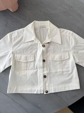 Anine Bing Scout Cropped Shirt | White | Size S | 100% Cotton